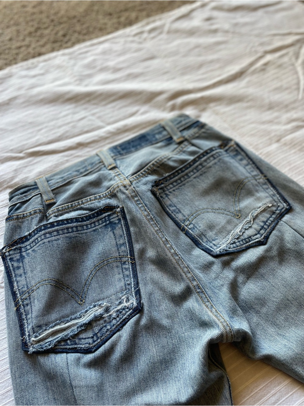 EB Denim Light Blue Reconstructed Button-Fly Flare Jeans - Picture 3 of 7